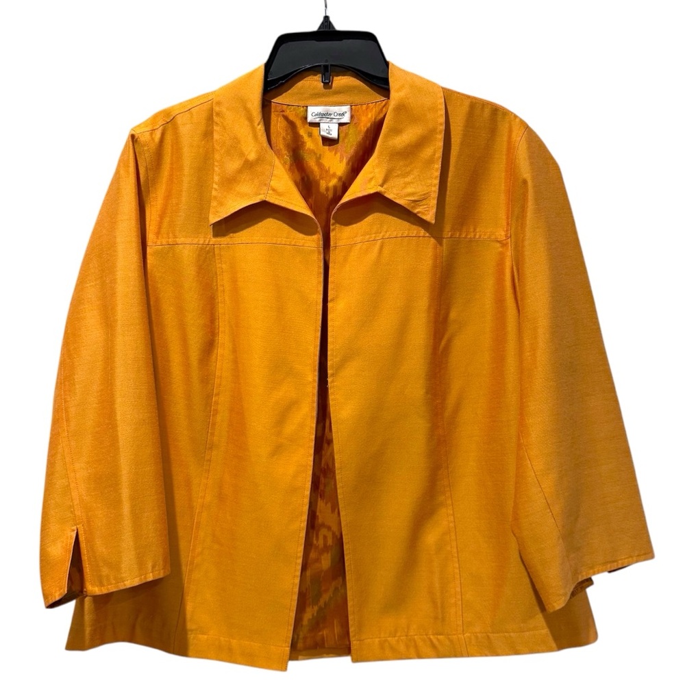 Coldwater Creek Sateen Open Front Jacket Blazer Metallic Orange‎ Size Large
